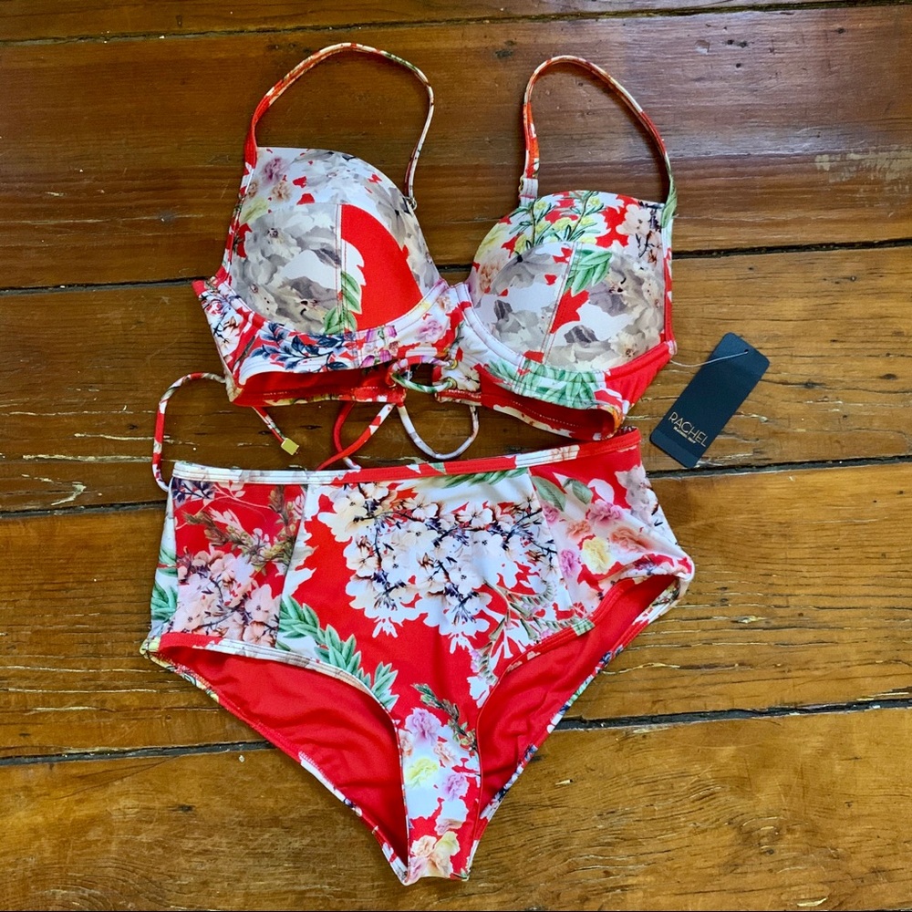 RACHEL Rachel Roy Retro Floral High Waist Bikini